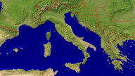 Italien Satellit + Grenzen 1600x900